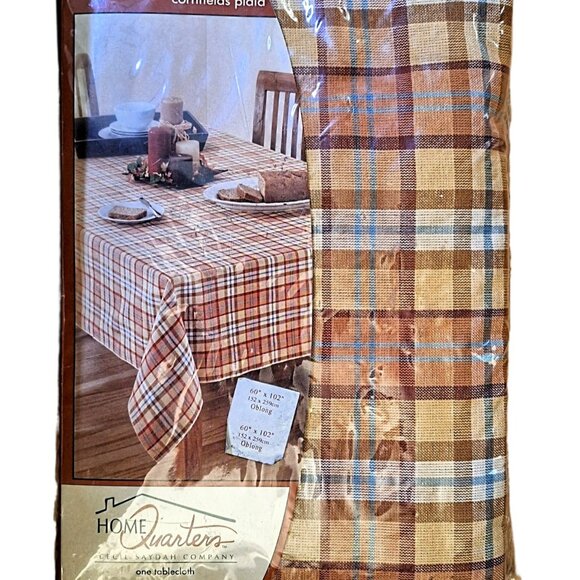 Fall 100% Cotton Tablecloth 60"x102" Cornfields Plaid NIP - Picture 2 of 4
